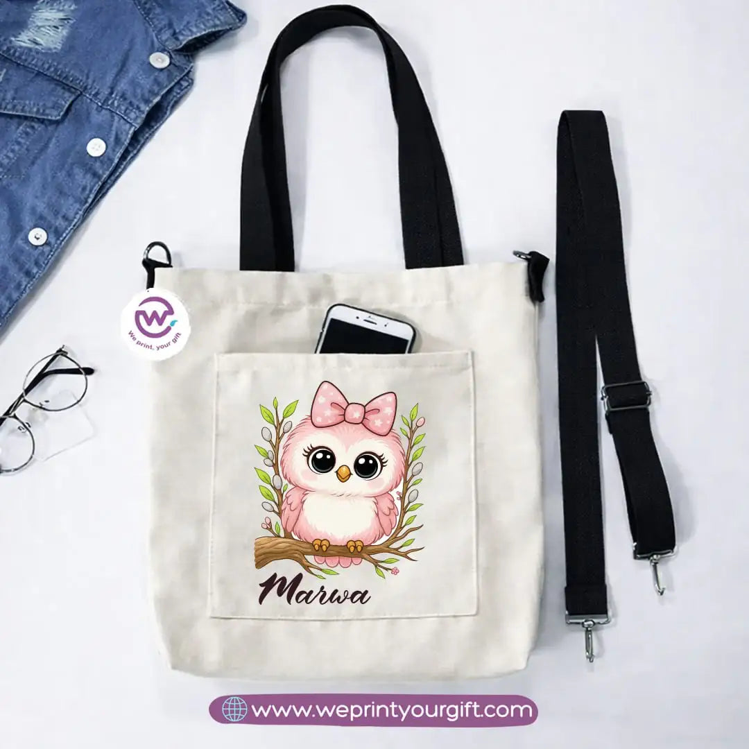 Canvas Tote Bag with Adjustable Shoulder Straps – 35 × 35 cm | Cute Owl Design - WE PRINT