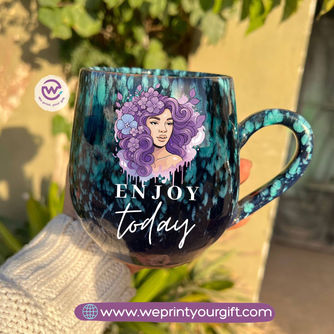 Black & Green Galaxy Pottery Mug – 400 ml | Digital Art Designs