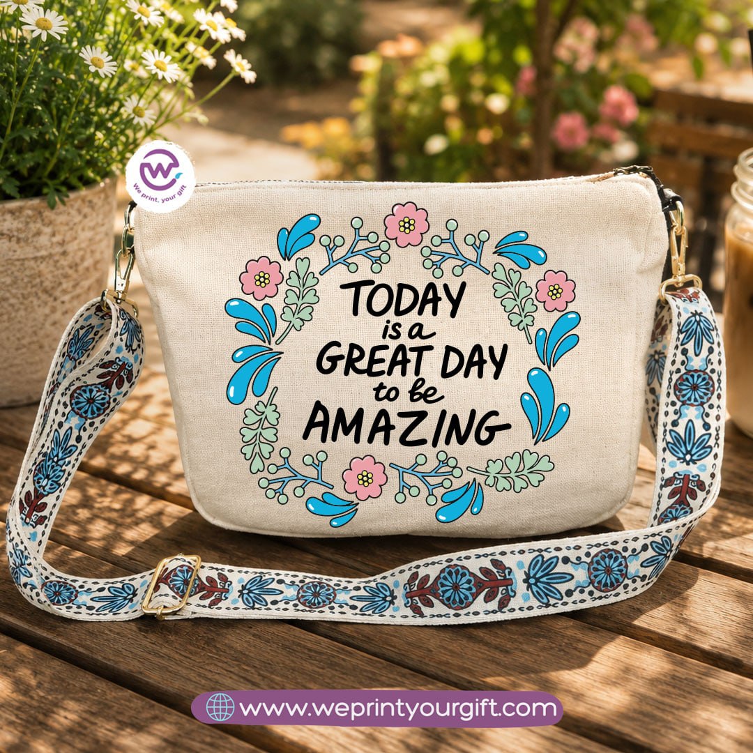 Encouraging Quote Shoulder Bags with Colorful Straps