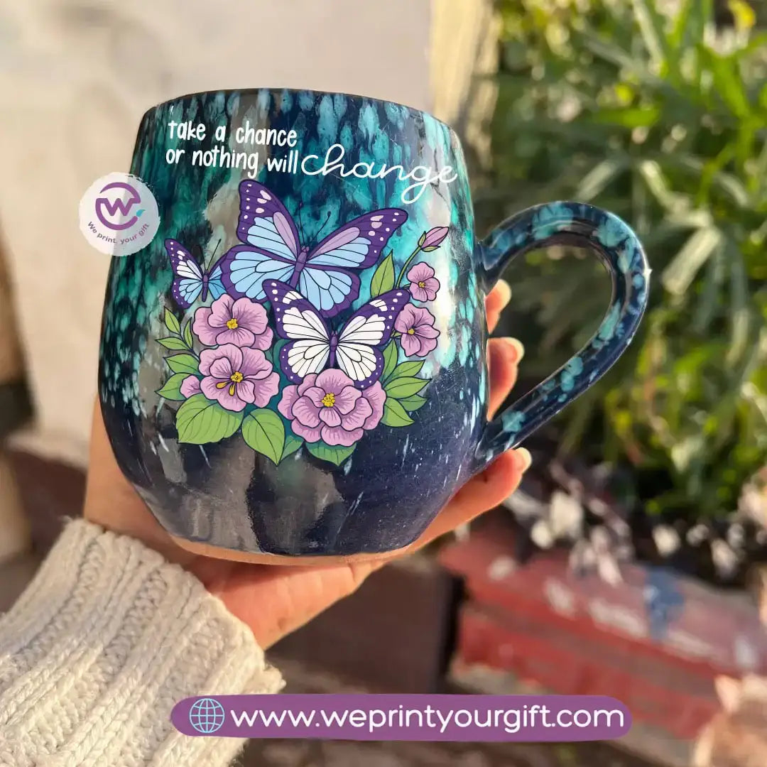 Dark Blue & Green Galaxy Pottery Mug – 400 ml | Digital Art Designs - WE PRINT