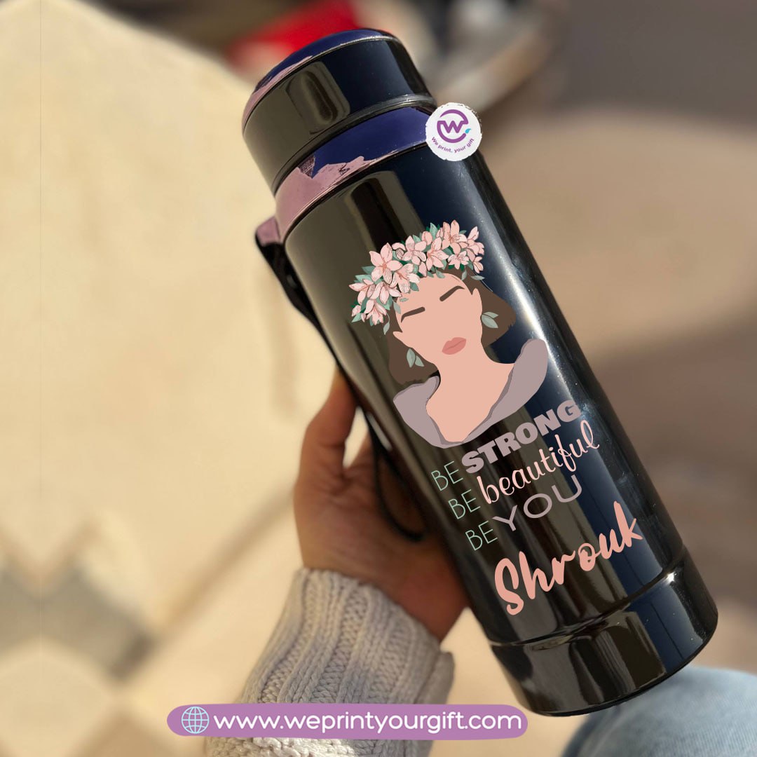 Thermal Bottle Stainless Steel with Infuser – 800ml | Floral Motivational Personalized Design