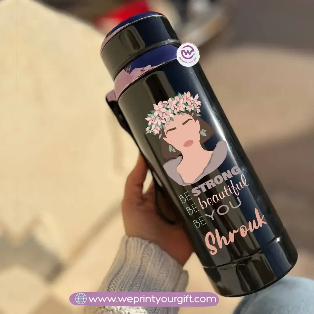 Thermal Bottle Stainless Steel with Infuser – 800ml | Floral Motivational Personalized Design - WE PRINT