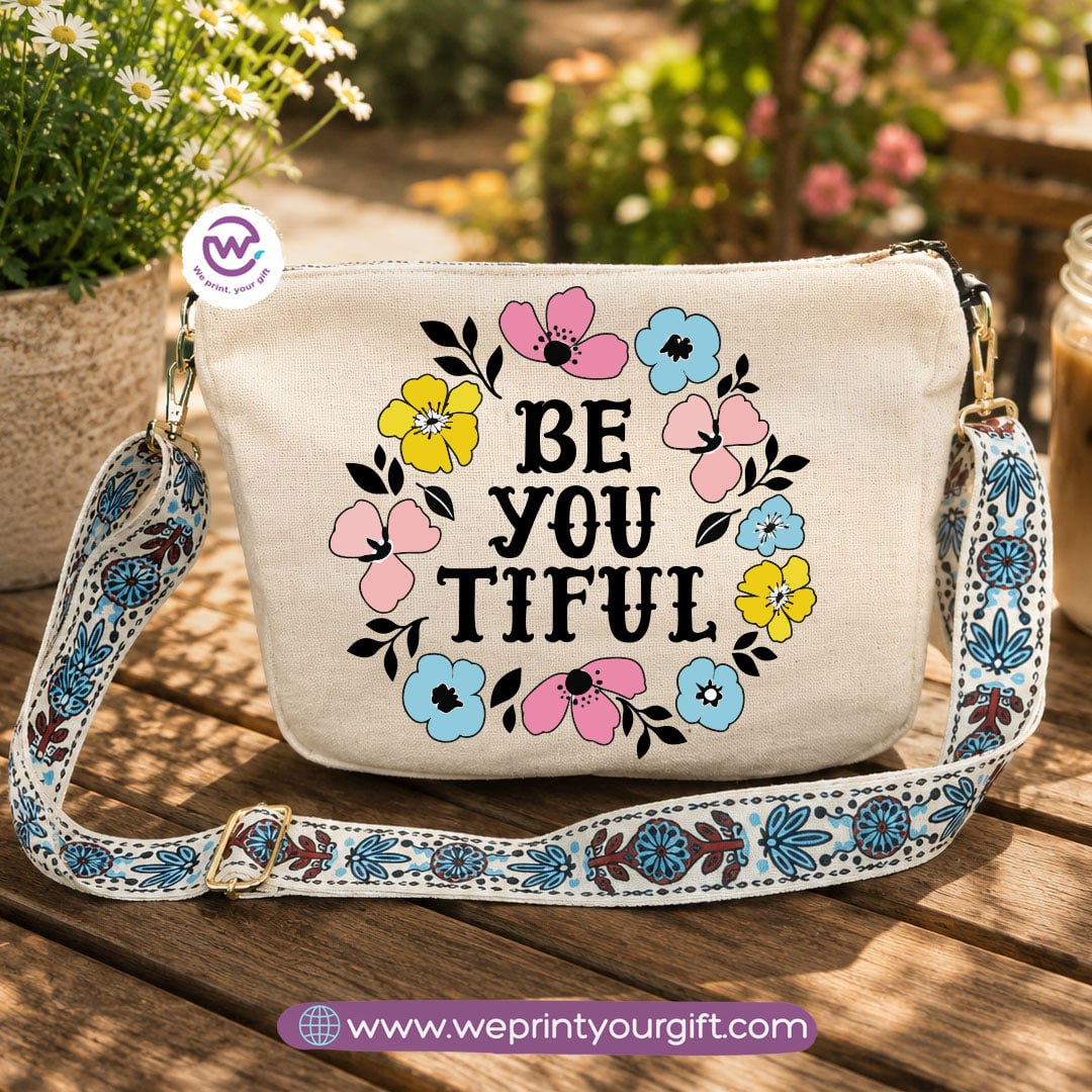 Encouraging Quote Shoulder Bags with Colorful Straps
