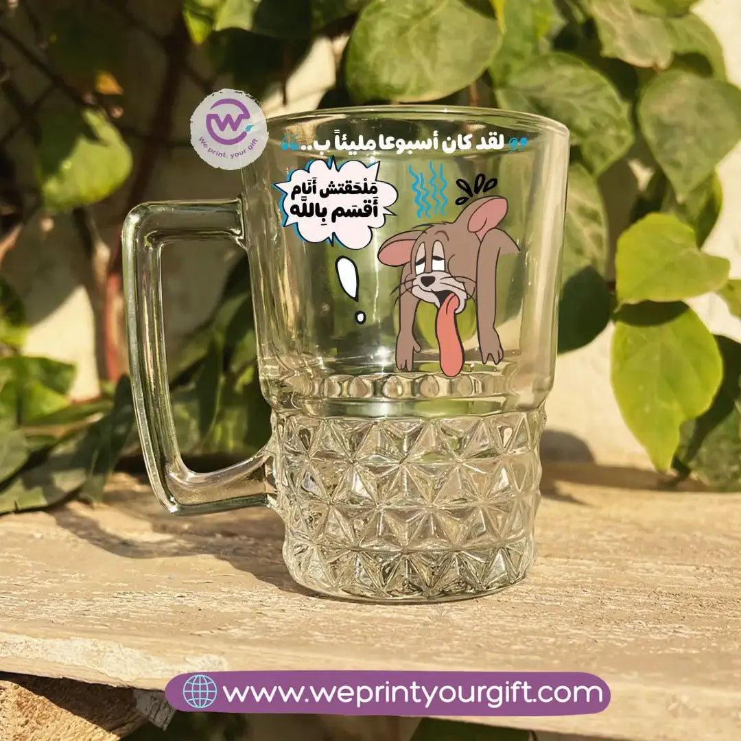 Clear Crystal Pattern Glass Mug with Office Comedy Designs – 250 ml - WE PRINT