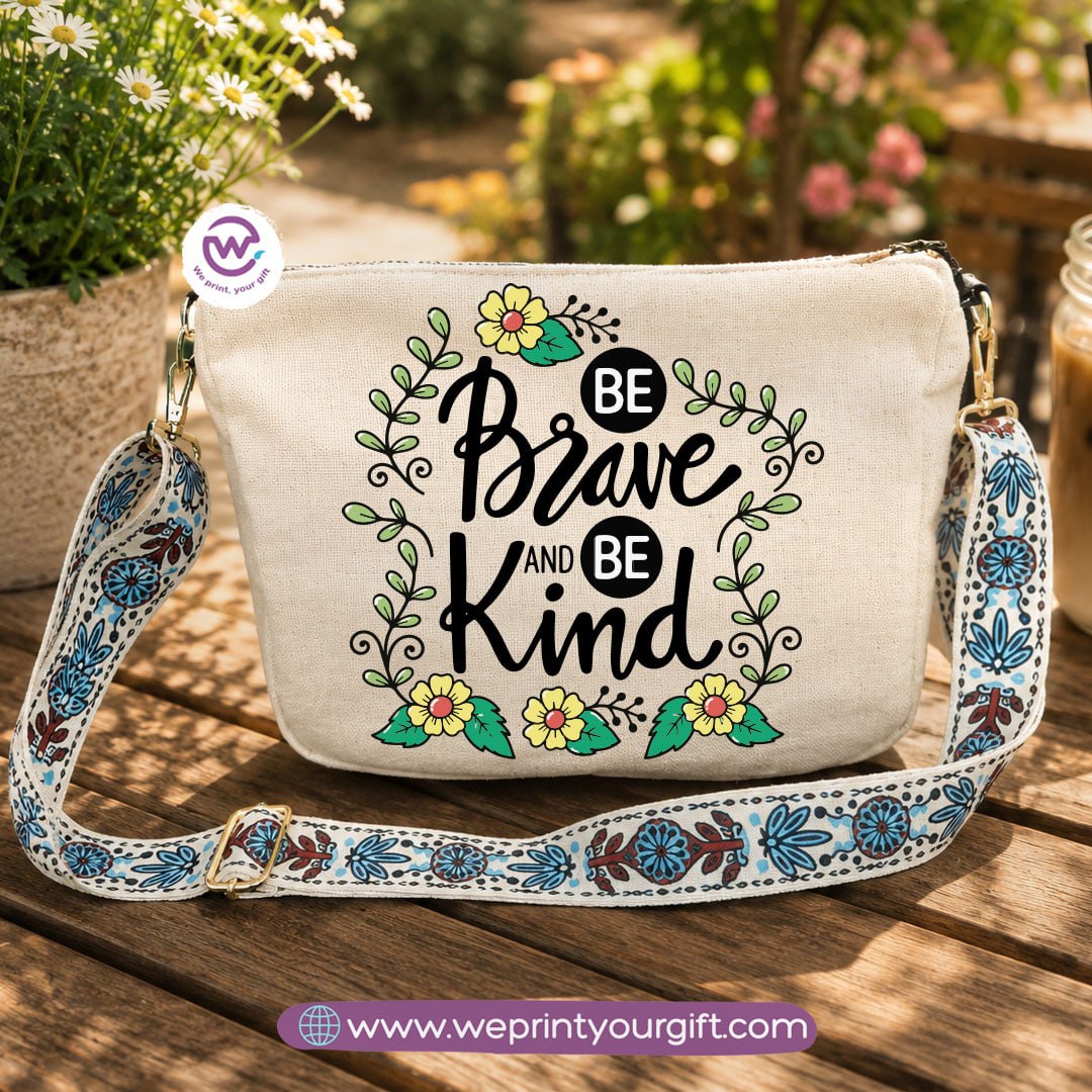 Encouraging Quote Shoulder Bags with Colorful Straps