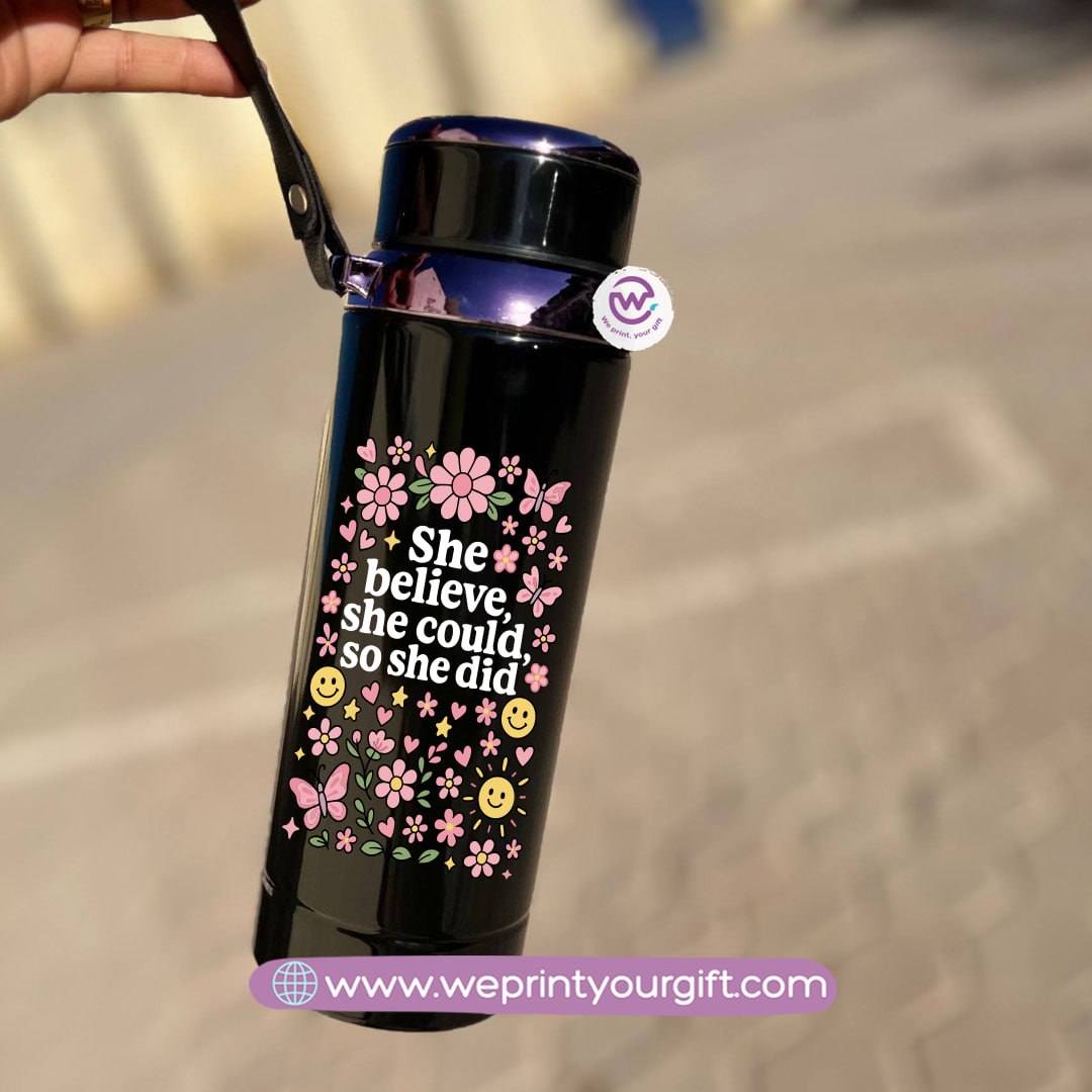 Thermal Bottle Stainless Steel with Infuser – 800ml | Motivational Doodle Design