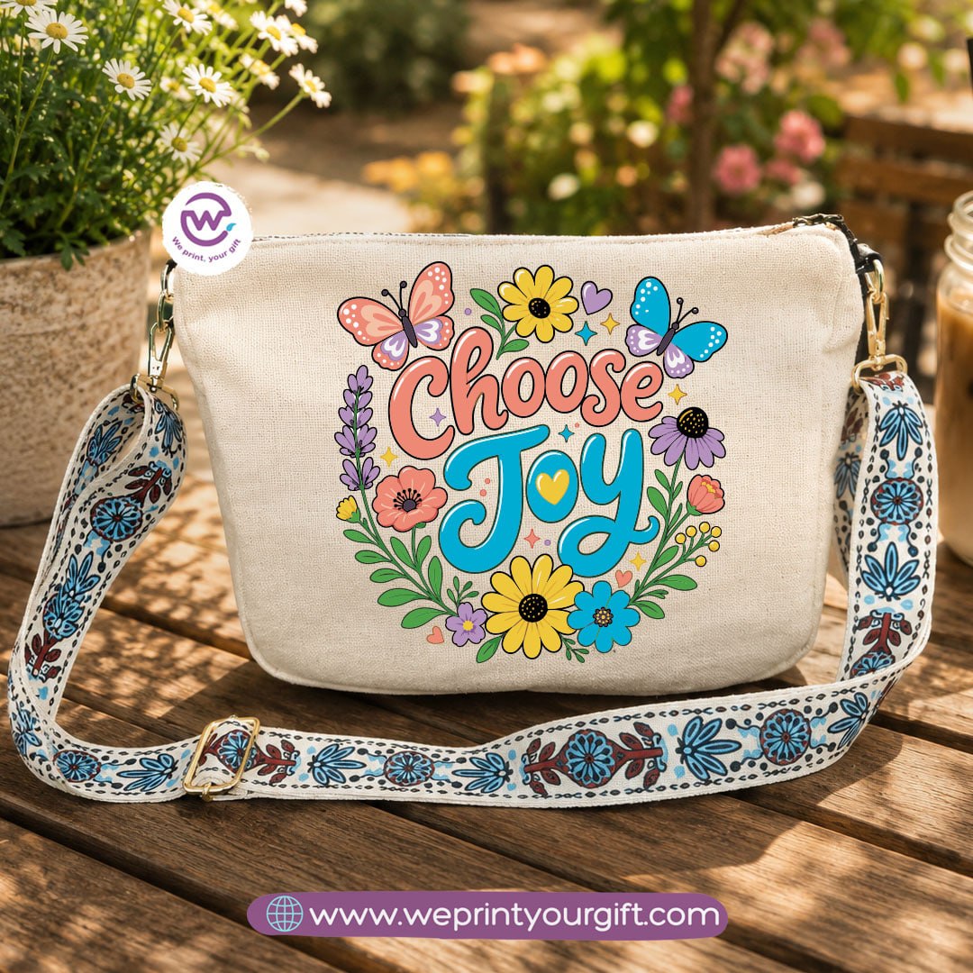 Encouraging Quote Shoulder Bags with Colorful Straps
