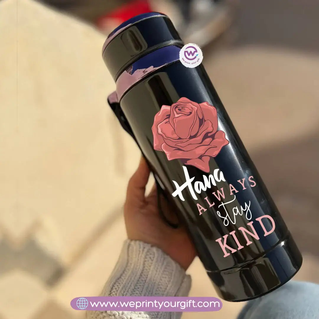 Thermal Bottle Stainless Steel with Infuser – 800ml | Floral Motivational Personalized Design - WE PRINT