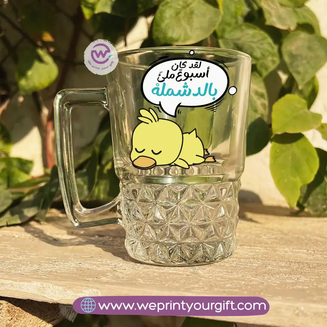 Clear Crystal Pattern Glass Mug with Office Comedy Designs – 250 ml - WE PRINT