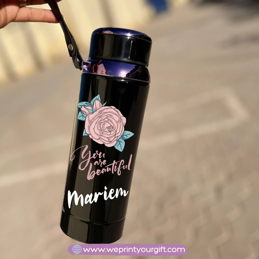 Thermal Bottle Stainless Steel with Infuser – 800ml | Floral Motivational Personalized Design