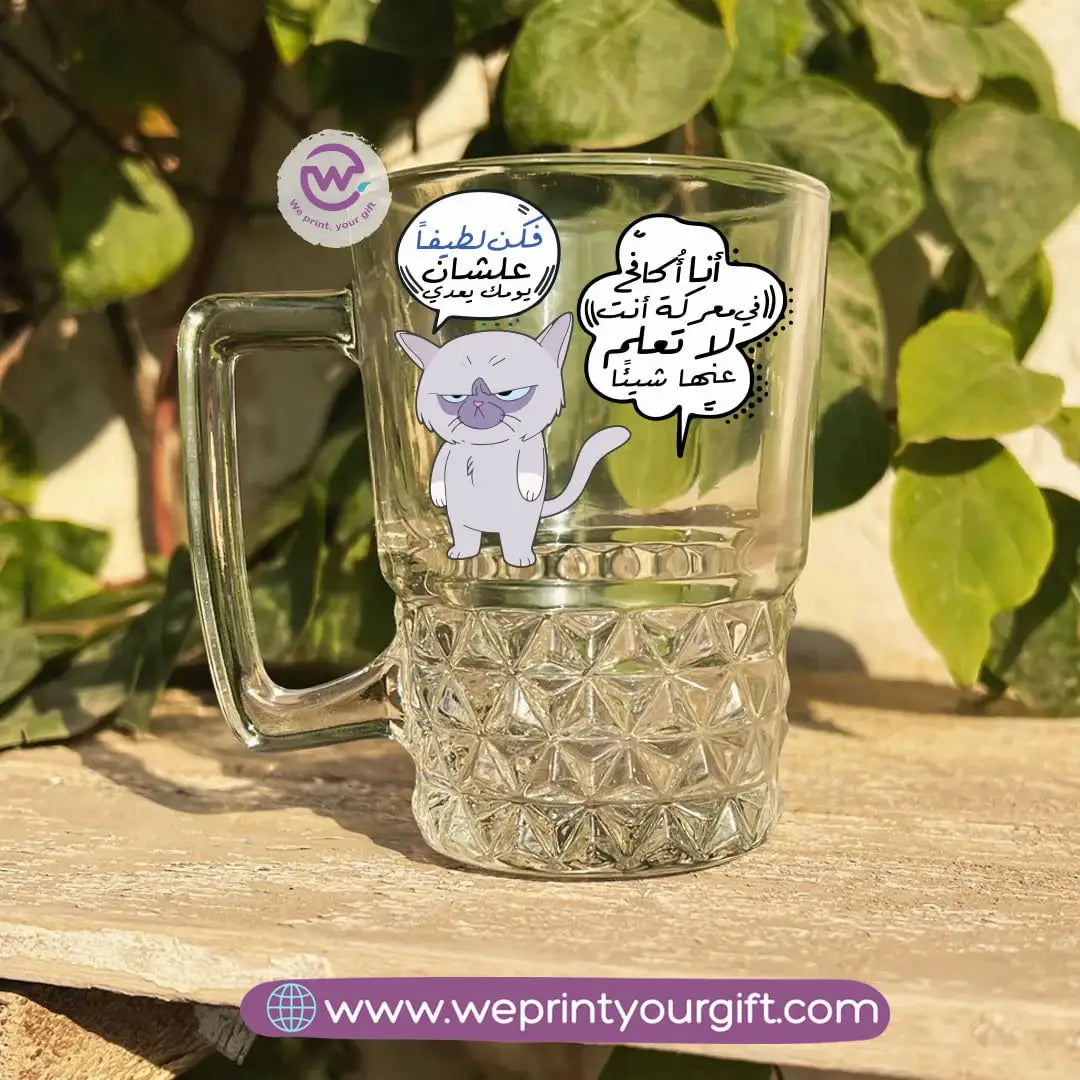 Clear Crystal Pattern Glass Mug with Office Comedy Designs – 250 ml - WE PRINT