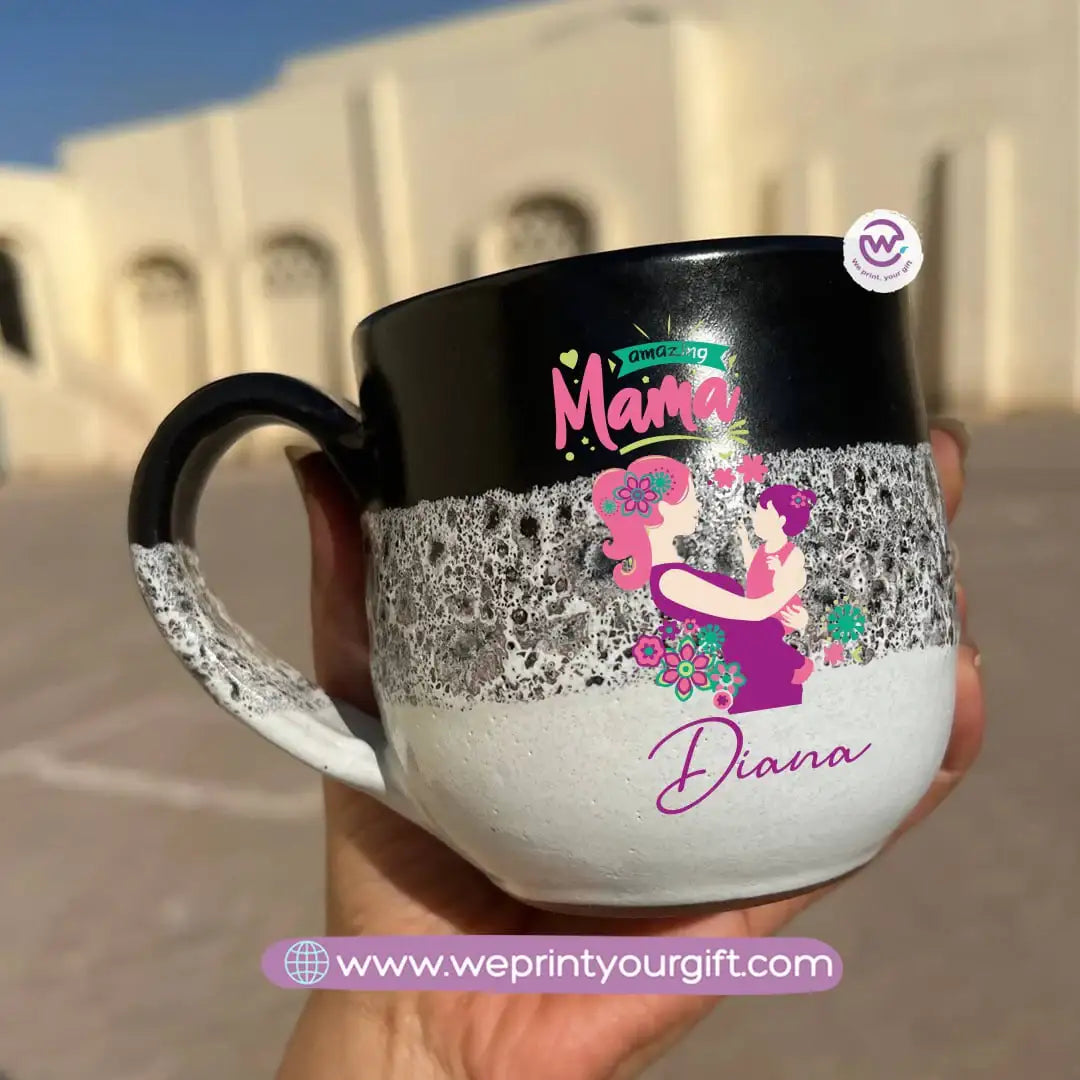 Black & White Handmade Pottery Mug – 350 ml | Mother’s Day Designs - WE PRINT