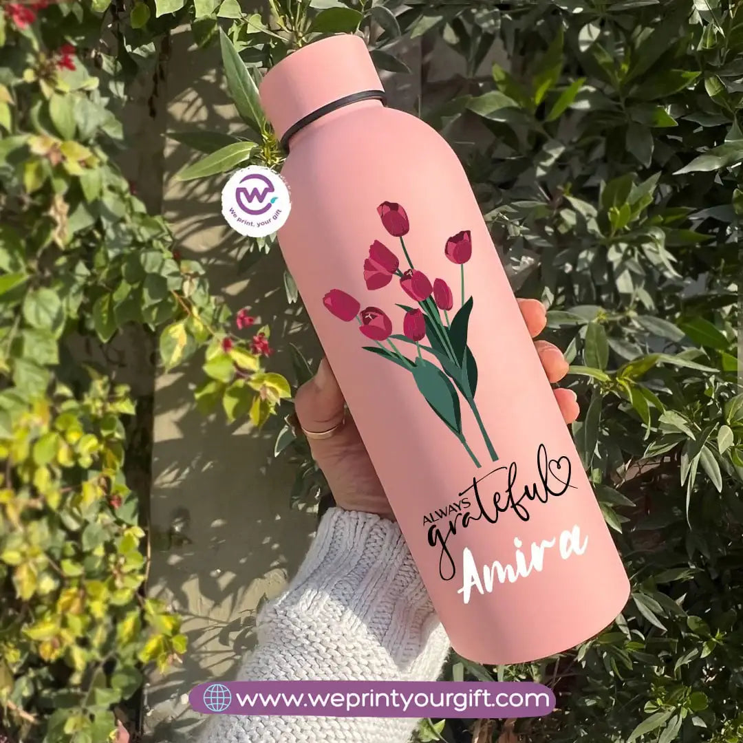 Floral Motivational Thermal Bottle – Stainless Steel | 500 ml - WE PRINT