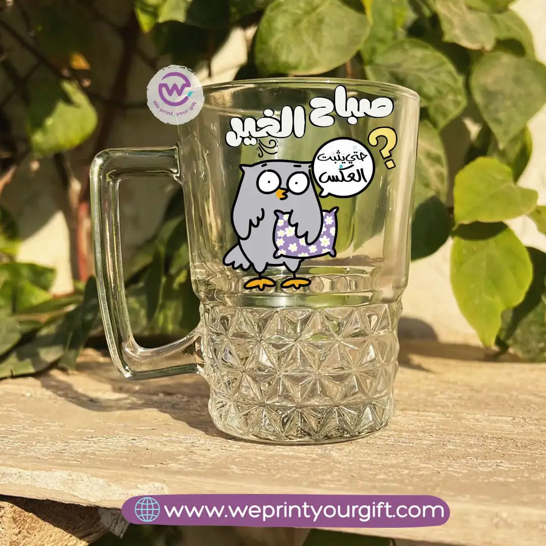 Clear Crystal Pattern Glass Mug with Office Comedy Designs – 250 ml - WE PRINT