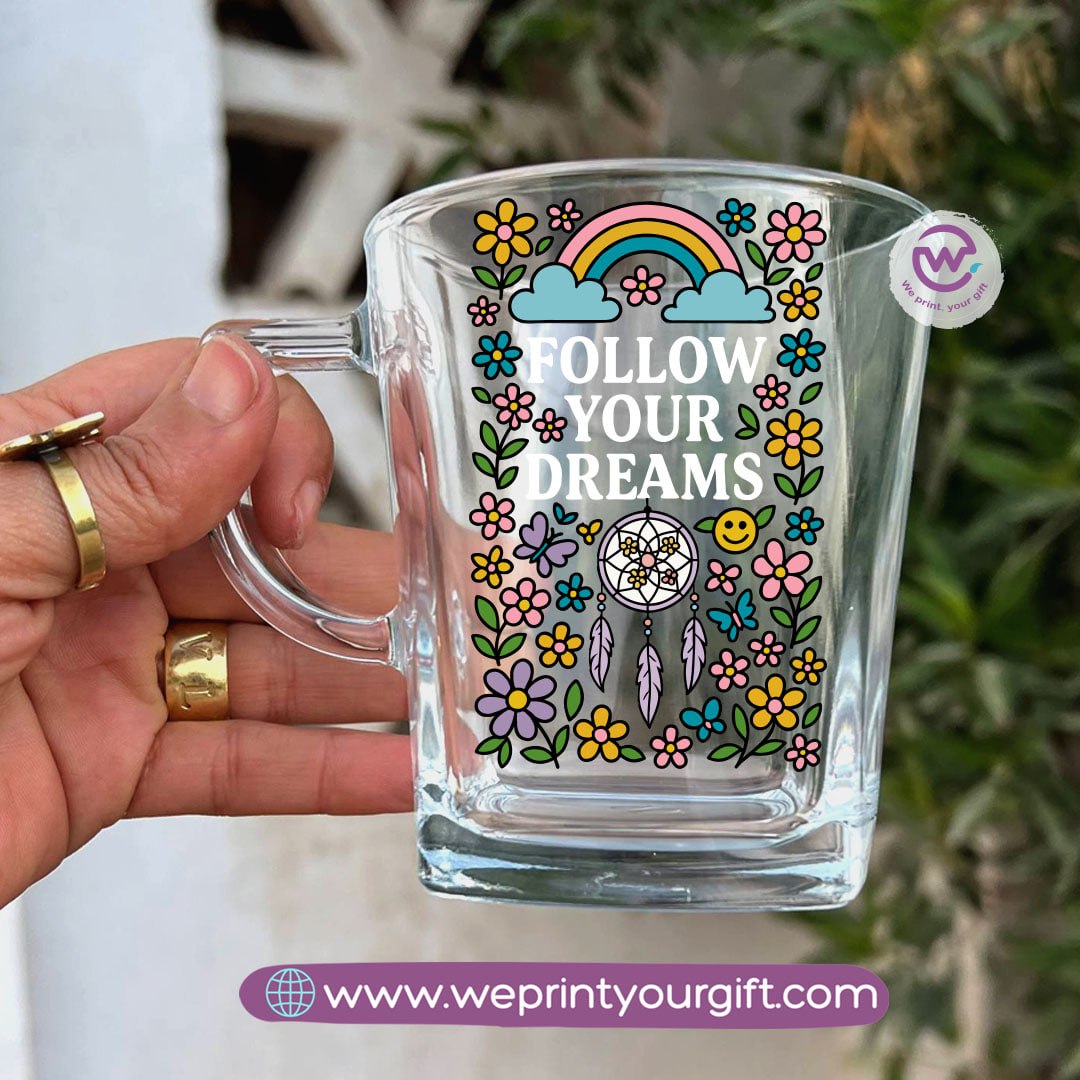 Personalized Motivational Doodle Glass Tea Cup – 300 ml