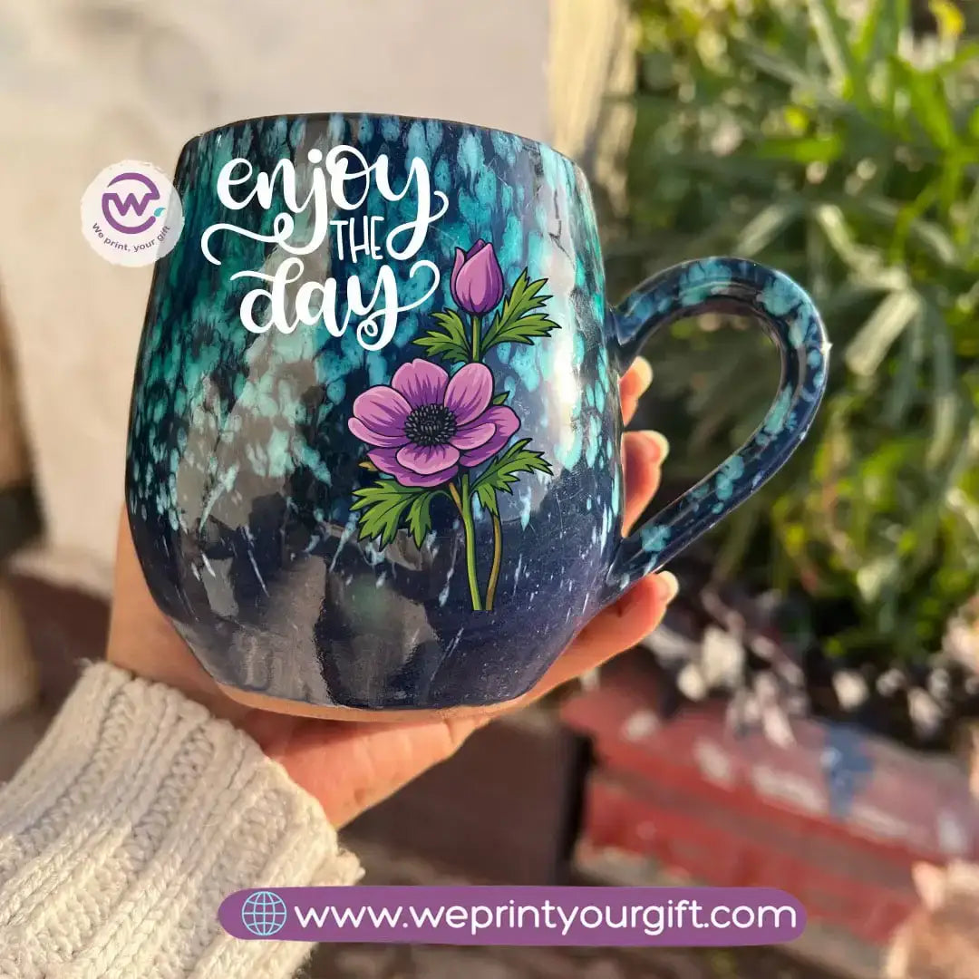 Dark Blue & Green Galaxy Pottery Mug – 400 ml | Digital Art Designs - WE PRINT