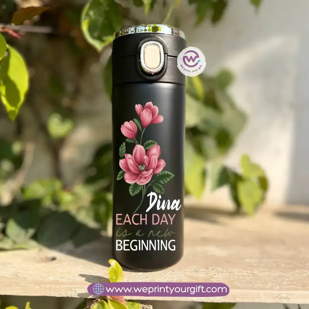 Stainless Steel Thermal Mug with Digital Temperature Display – 420ml Floral Designs - WE PRINT