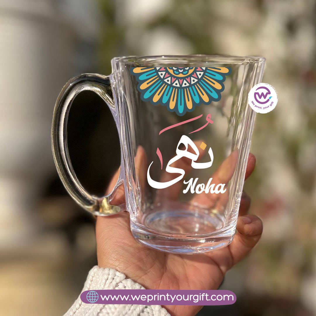 Boho Name Glass Tea Cup – 300 ml | Personalized Designs