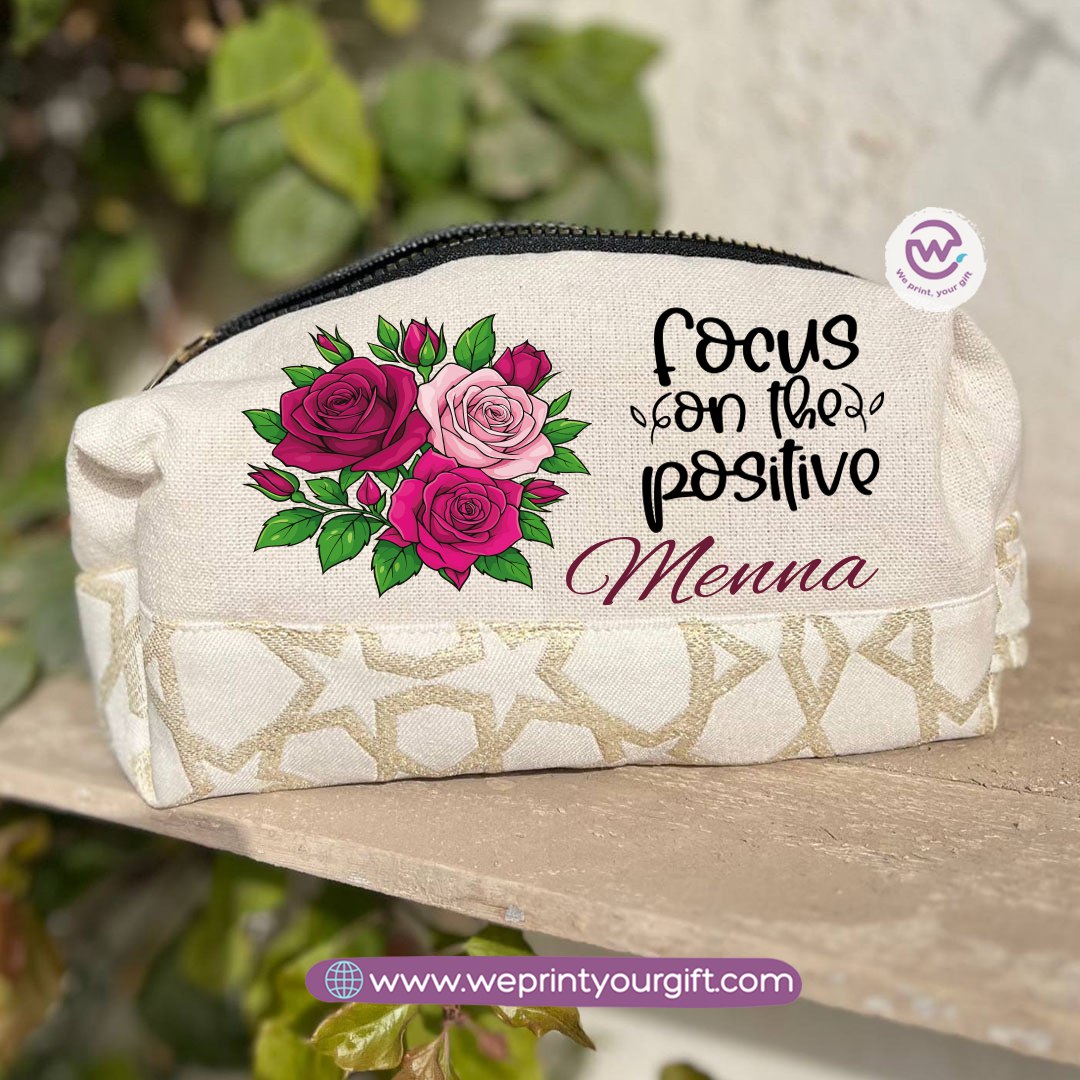 Islamic Pattern Digital Art Boxy Pouch – Cotton Makeup & Pencil Case