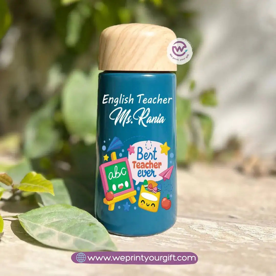 Mini Thermal Coffee Mug โ (150ml & 250ml) | Wooden Lid - Teacher Appreciation Edition