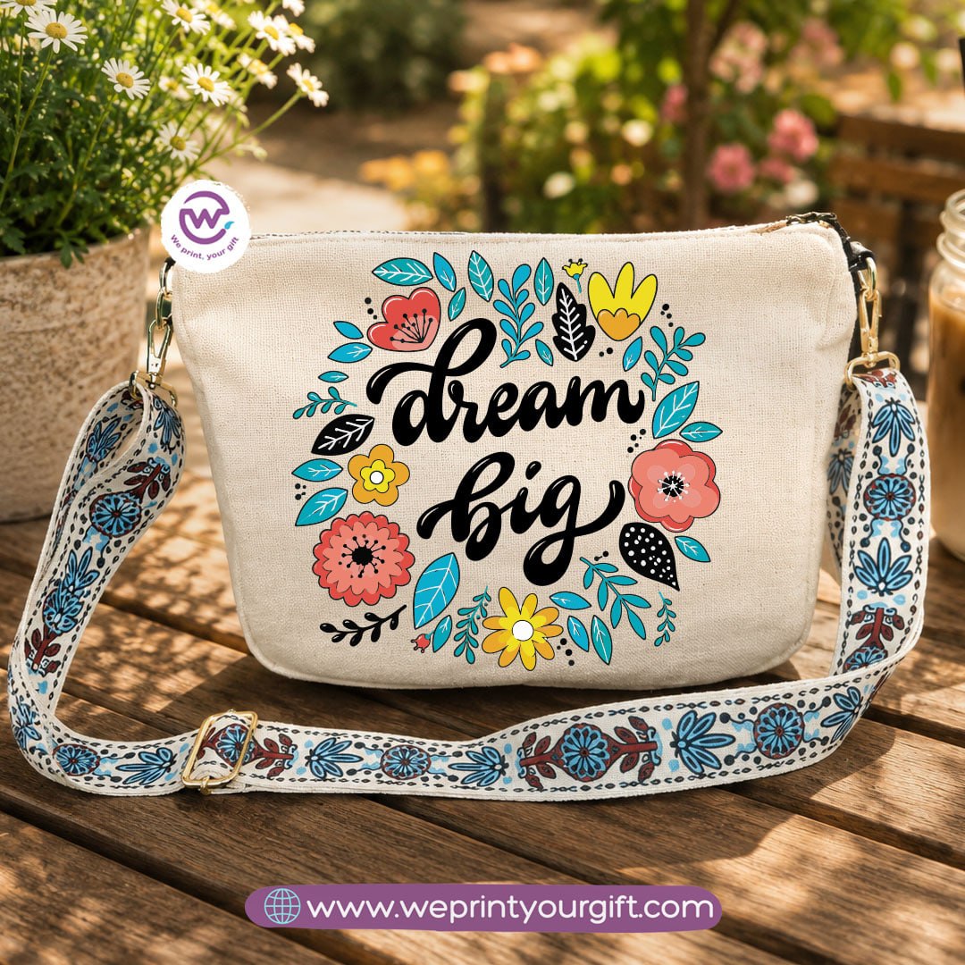 Encouraging Quote Shoulder Bags with Colorful Straps