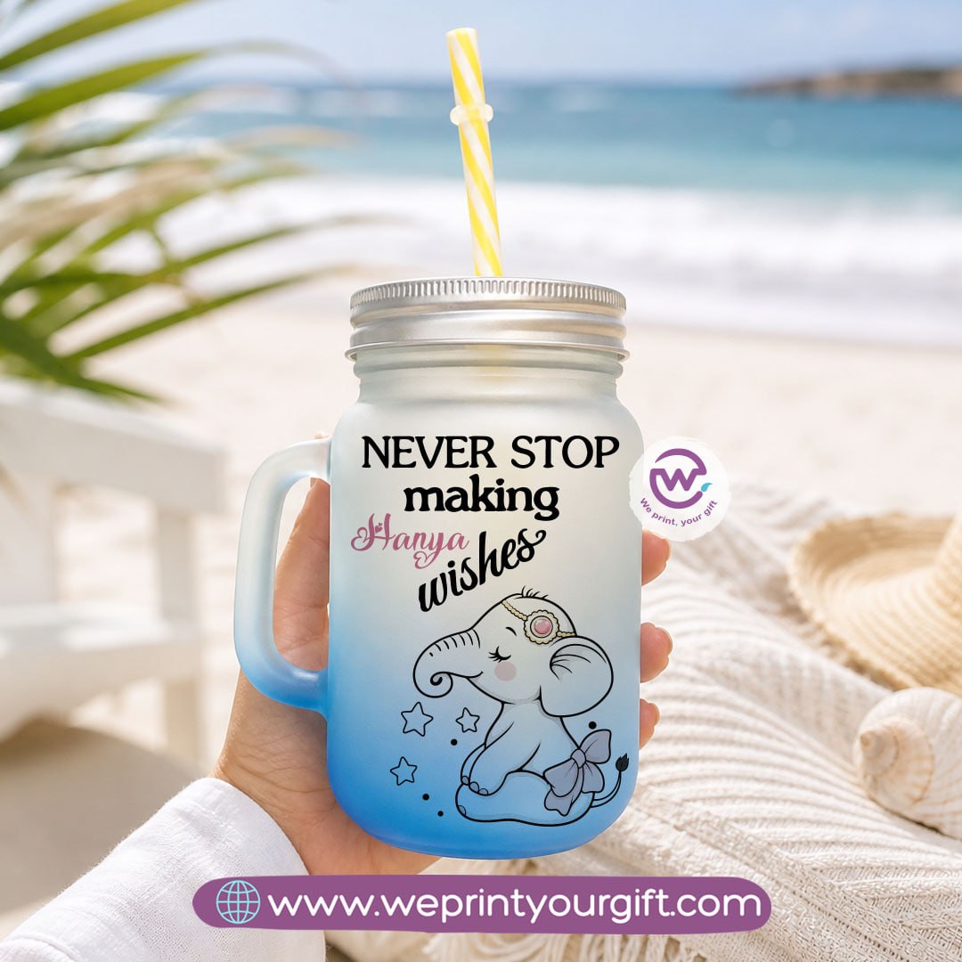 Cute Elephant Glass Mug with Lid & Straw – 400ml
