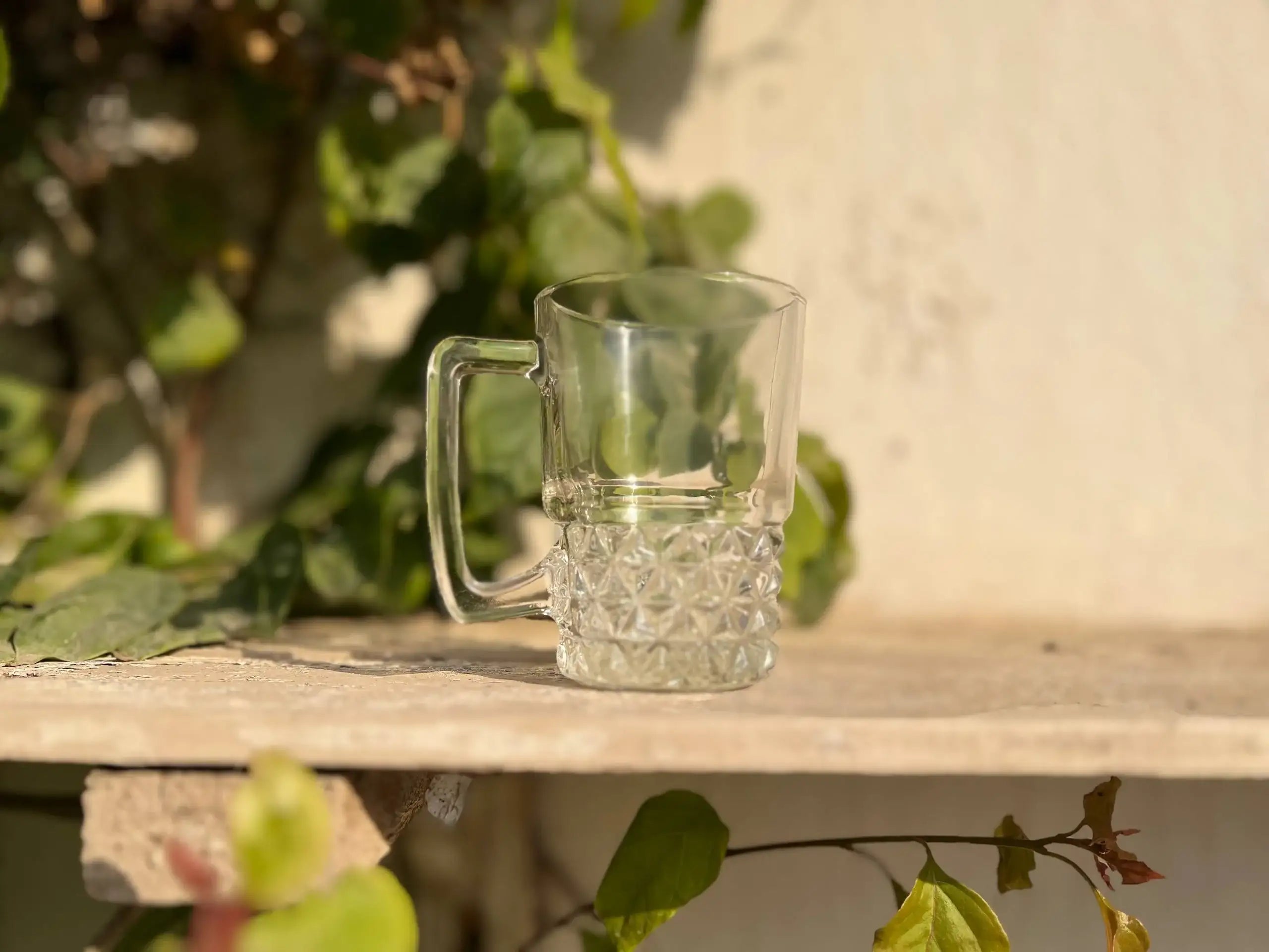 Clear Crystal Pattern Glass Mug – 250 ml | Customization Options - WE PRINT