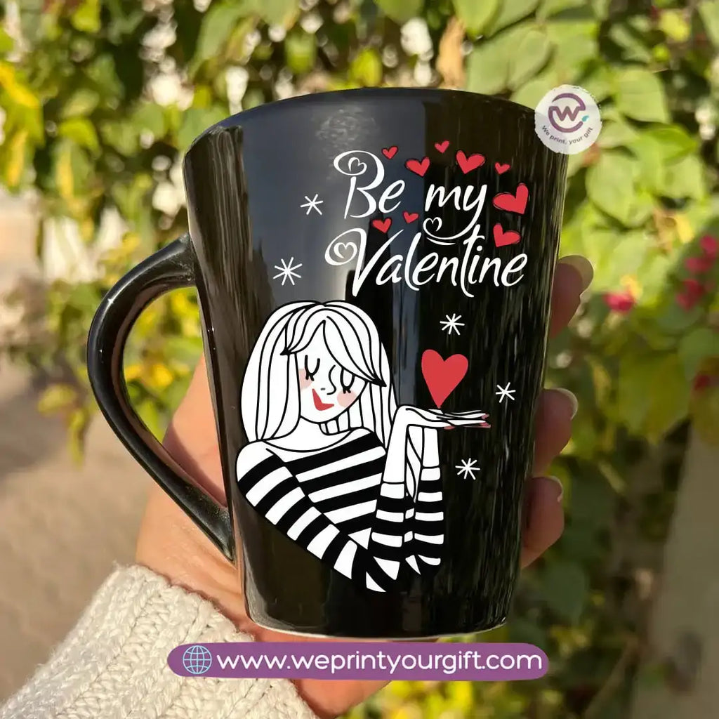 Black Conical Porcelain Mug – 350 ml | UV Raised Sticker Printing - customization options - WE PRINT