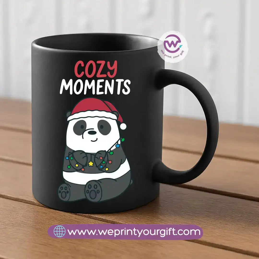 Black Classic Mug – 350 ml | Three Christmas Bears Designs | UV Raised Sticker Printing - WE PRINT