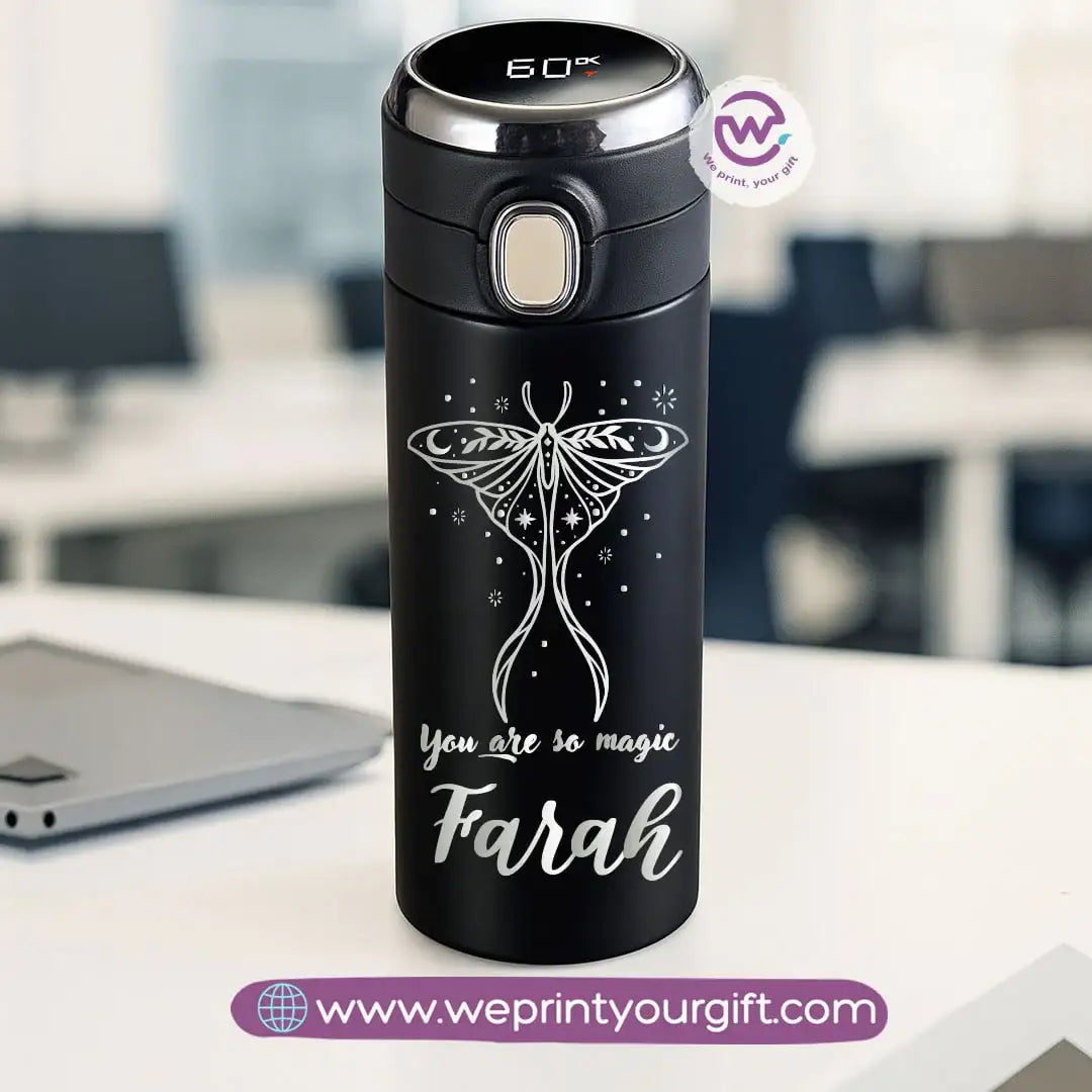 Stainless Steel Thermal Mug with Digital Temperature Display – 420ml | Motivational One Line Art (English Quotes) - WE PRINT