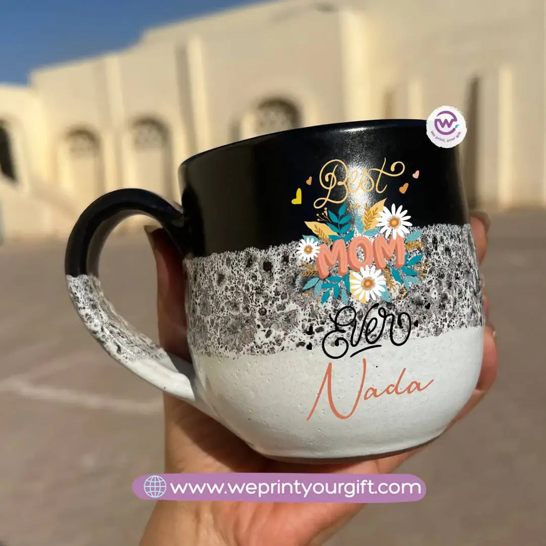 Black & White Handmade Pottery Mug – 350 ml | Mother’s Day Designs - WE PRINT