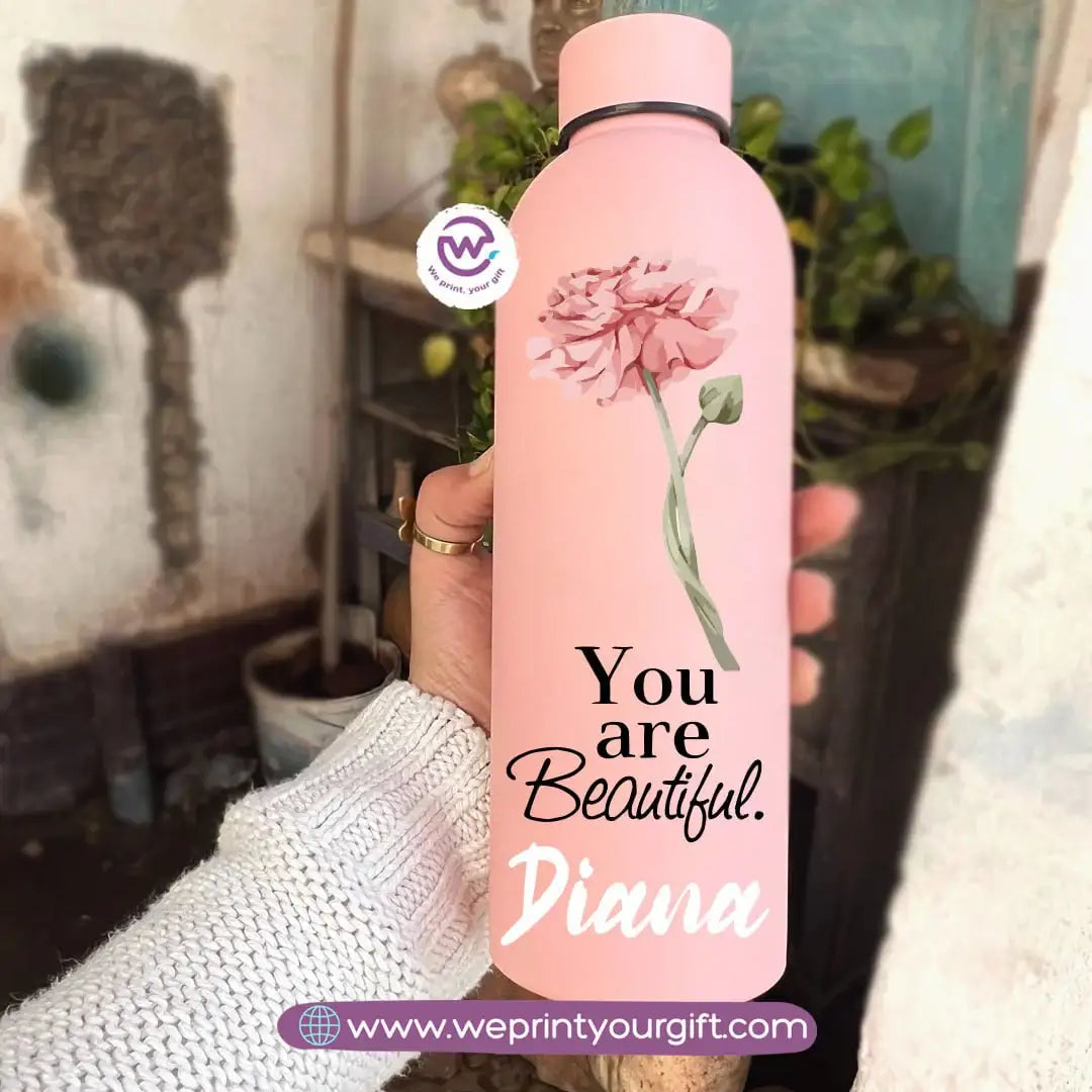 Floral Motivational Thermal Bottle – Stainless Steel | 500 ml - WE PRINT