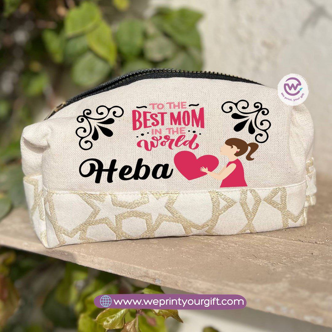 Islamic Pattern Mother’s Day Boxy Pouch – Cotton Makeup & Pencil Case