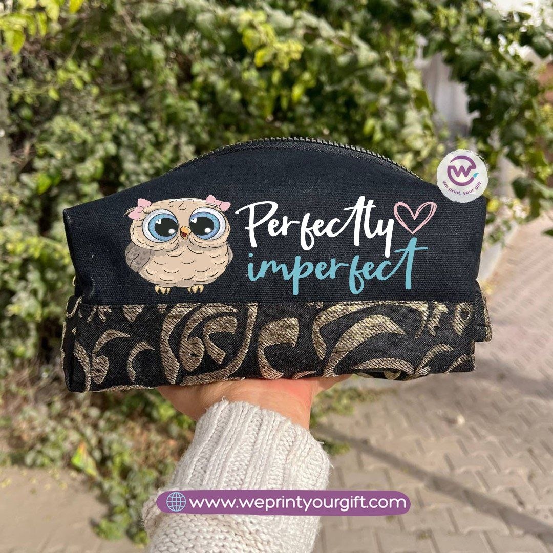 Islamic Pattern Cute Owl Boxy Pouch – Cotton Makeup & Pencil Case