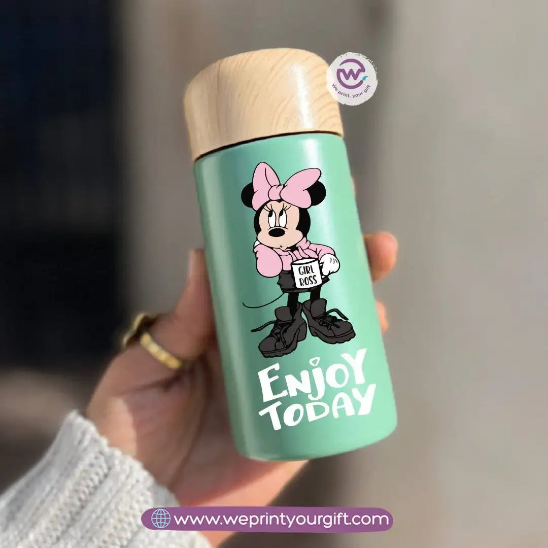 Mini Thermal Coffee Mug โ (150ml & 250ml) | Wooden Lid - Mickey & Minnie Style Designs