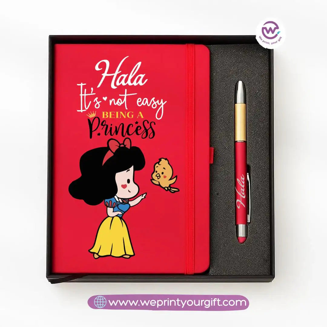 ๐ Princess-Inspired Personalized Gift Box with Notebook & Metal Pen - WE PRINT