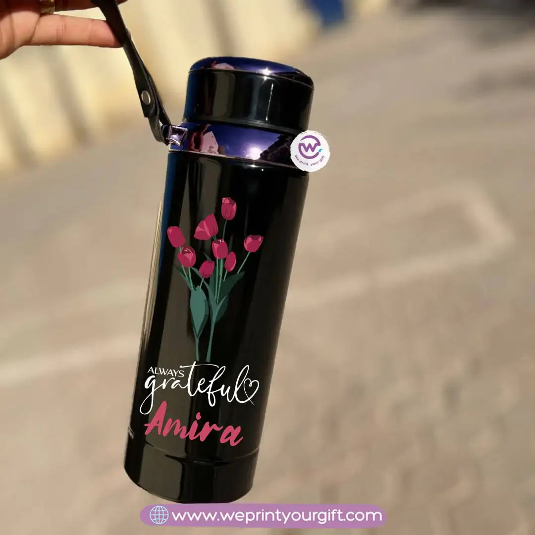 Thermal Bottle Stainless Steel with Infuser – 800ml | Floral Motivational Personalized Design - WE PRINT