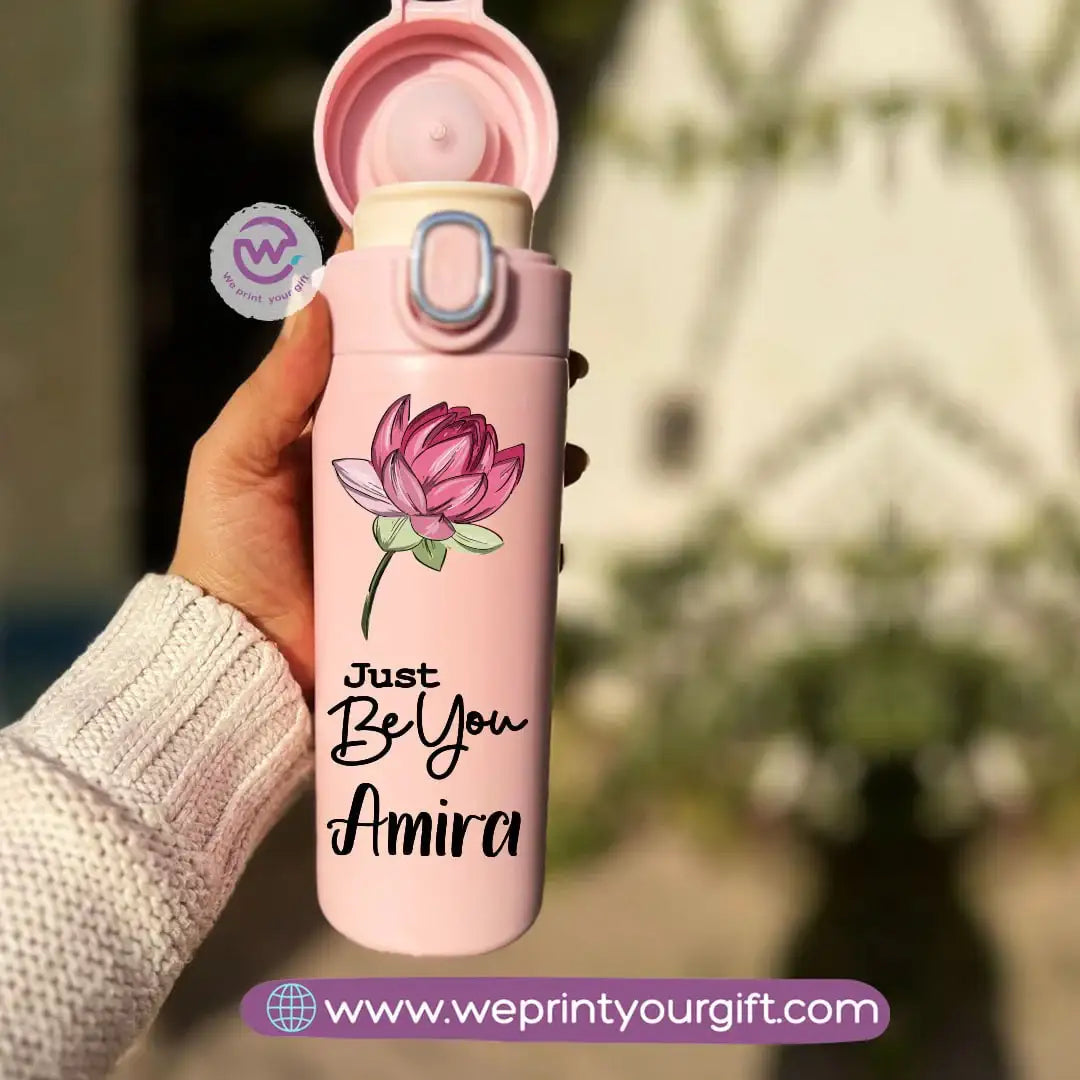 Stainless Steel Thermal Mug with Digital Temperature Display – 420ml | Floral Motivational Design - WE PRINT