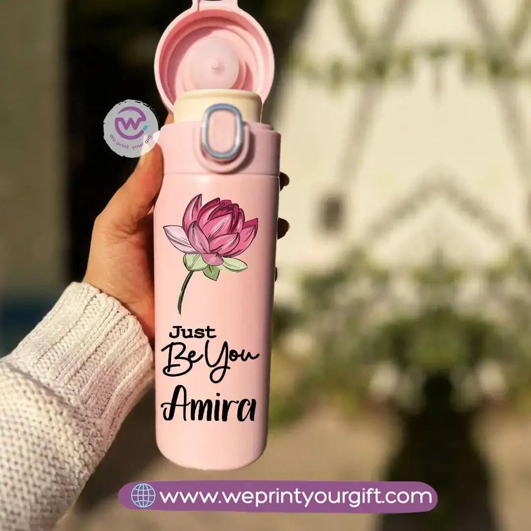 Stainless Steel Thermal Mug with Digital Temperature Display – 420ml | Floral Motivational Design - WE PRINT