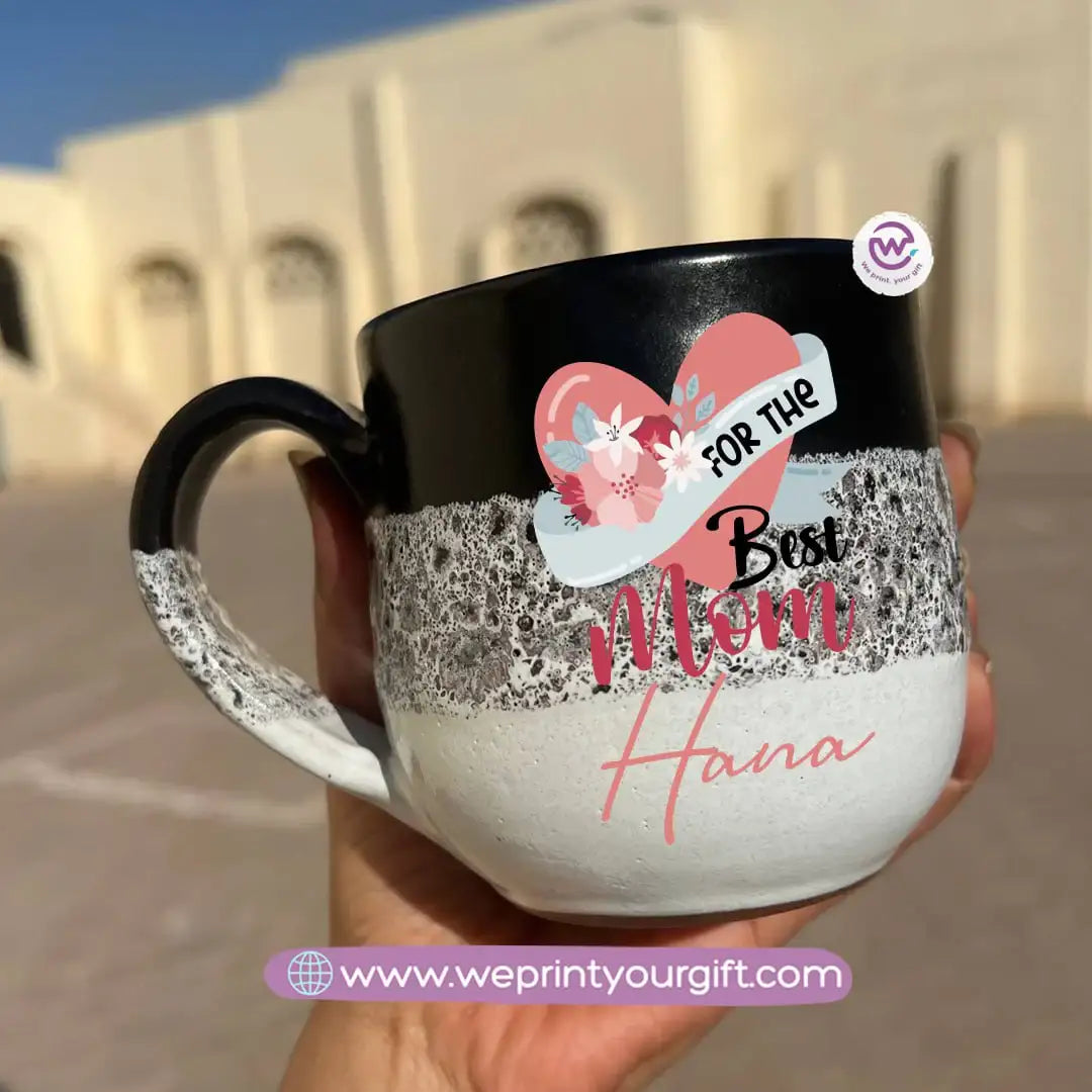 Black & White Handmade Pottery Mug – 350 ml | Mother’s Day Designs - WE PRINT