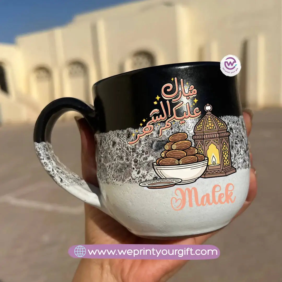 Black & White Handmade Pottery Mug – 350 ml | Ramadan Designs - WE PRINT
