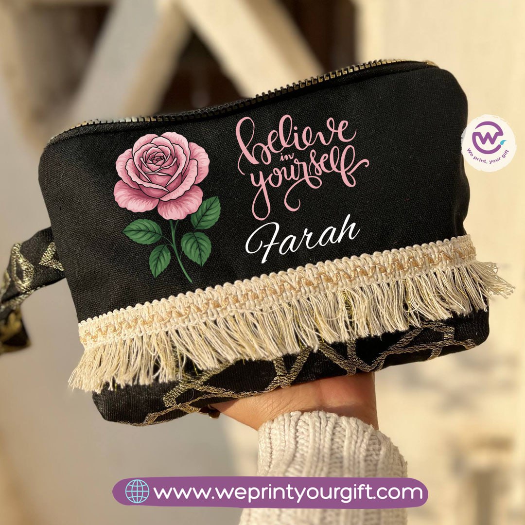Pencil Case with Islamic Patterns & Tassels | Motivational Digital Art Designs – 17 × 23 cm