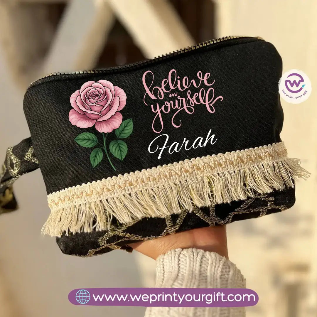 Pencil Case with Islamic Patterns & Tassels | Motivational Digital Art Designs – 17 × 23 cm - WE PRINT
