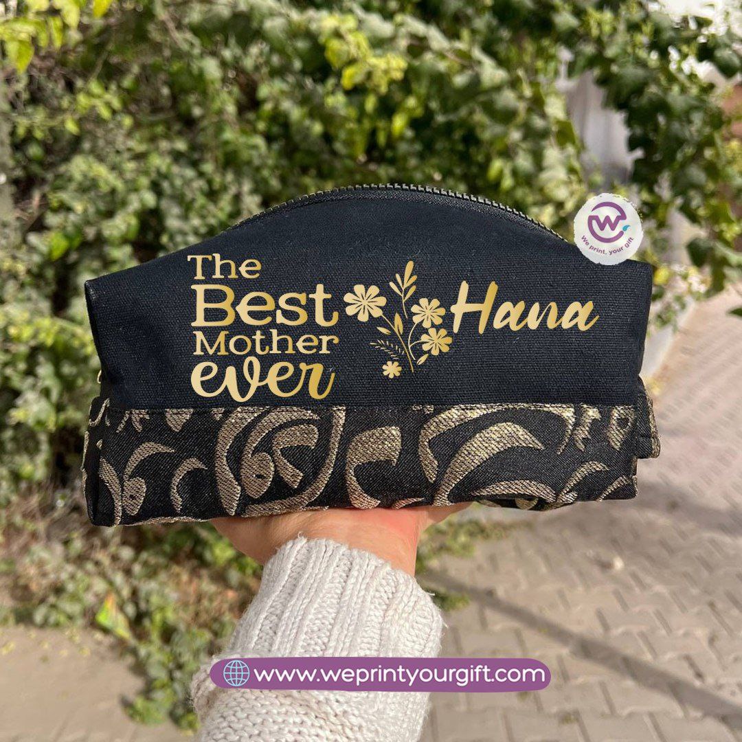 Islamic Pattern Mother’s Day Boxy Pouch – Cotton Makeup & Pencil Case