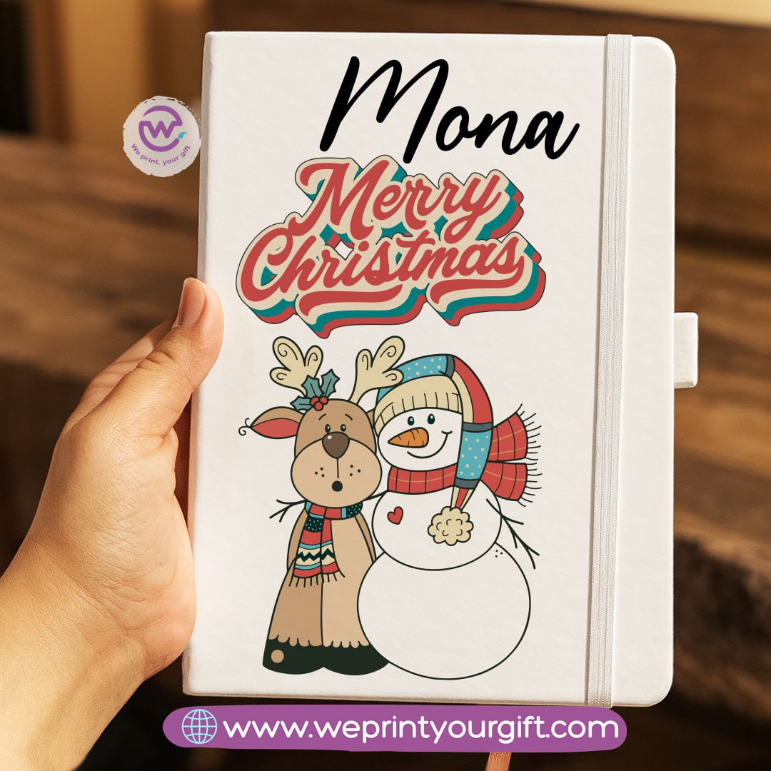 Personalized Hard Cover Rubber Notebook – Winter & Christmas Designs