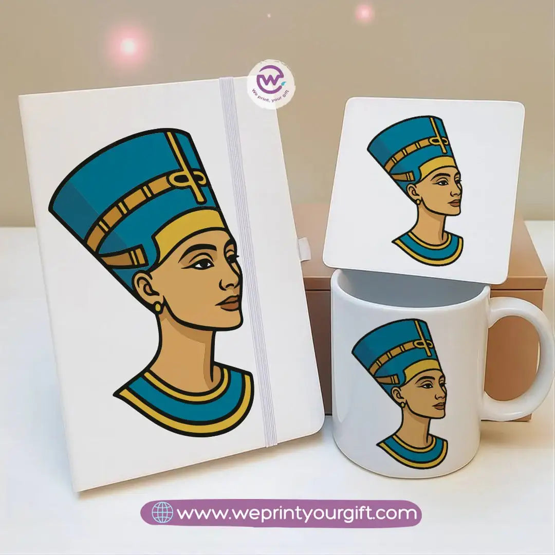 Egyptian Pharaonic Design Gift Set – Notebook, Mug & Coaster - WE PRINT