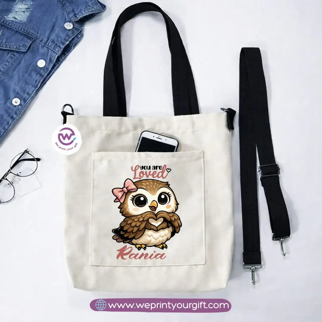 Canvas Tote Bag with Adjustable Shoulder Straps – 35 × 35 cm | Cute Owl Design - WE PRINT