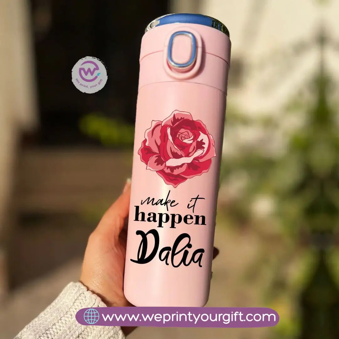 Stainless Steel Thermal Mug with Digital Temperature Display – 420ml | Floral Motivational Design - WE PRINT