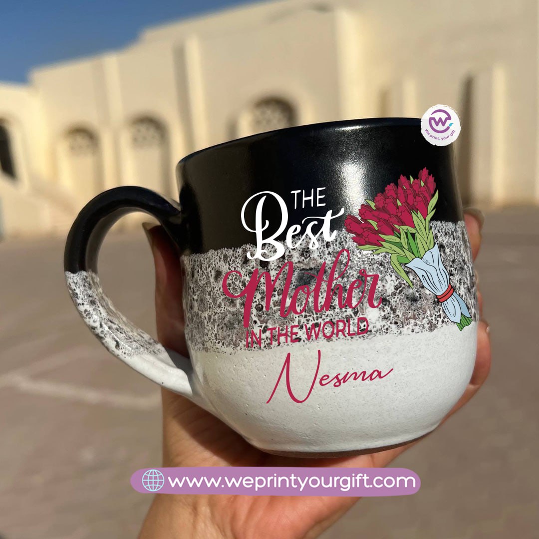 Black & White Handmade Pottery Mug – 350 ml | Mother’s Day Designs