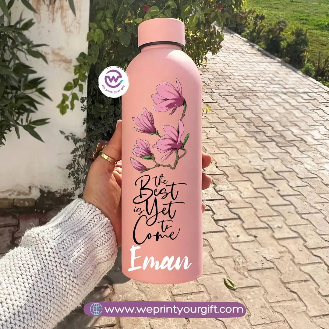 Floral Motivational Thermal Bottle – Stainless Steel | 500 ml - WE PRINT